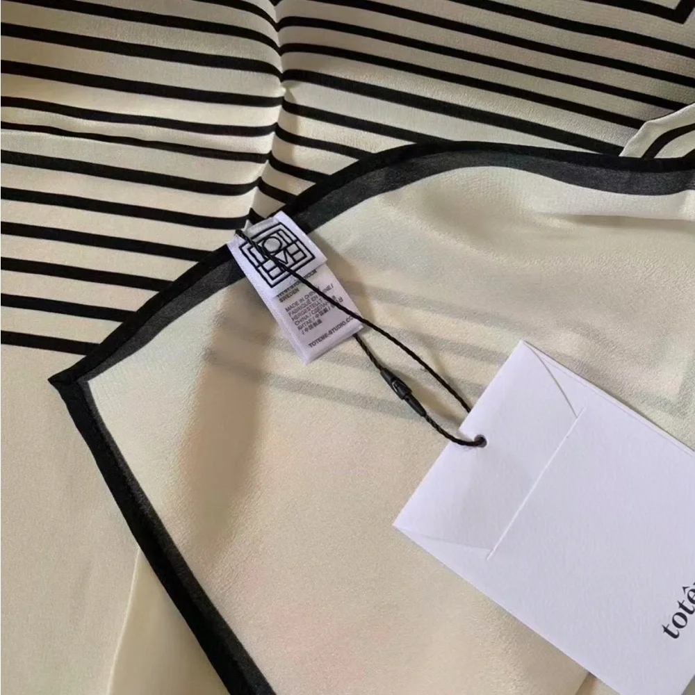TOTEME Beige Centered Monogram Silk Scarf